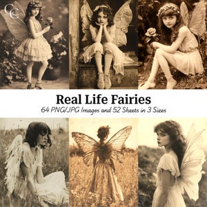 Images imprimables de 64 filles avec des ailes de fée, fées vintage, créations en papier, journaux indésirables, scrapbooking, haute qualité, téléchargement numérique, CU