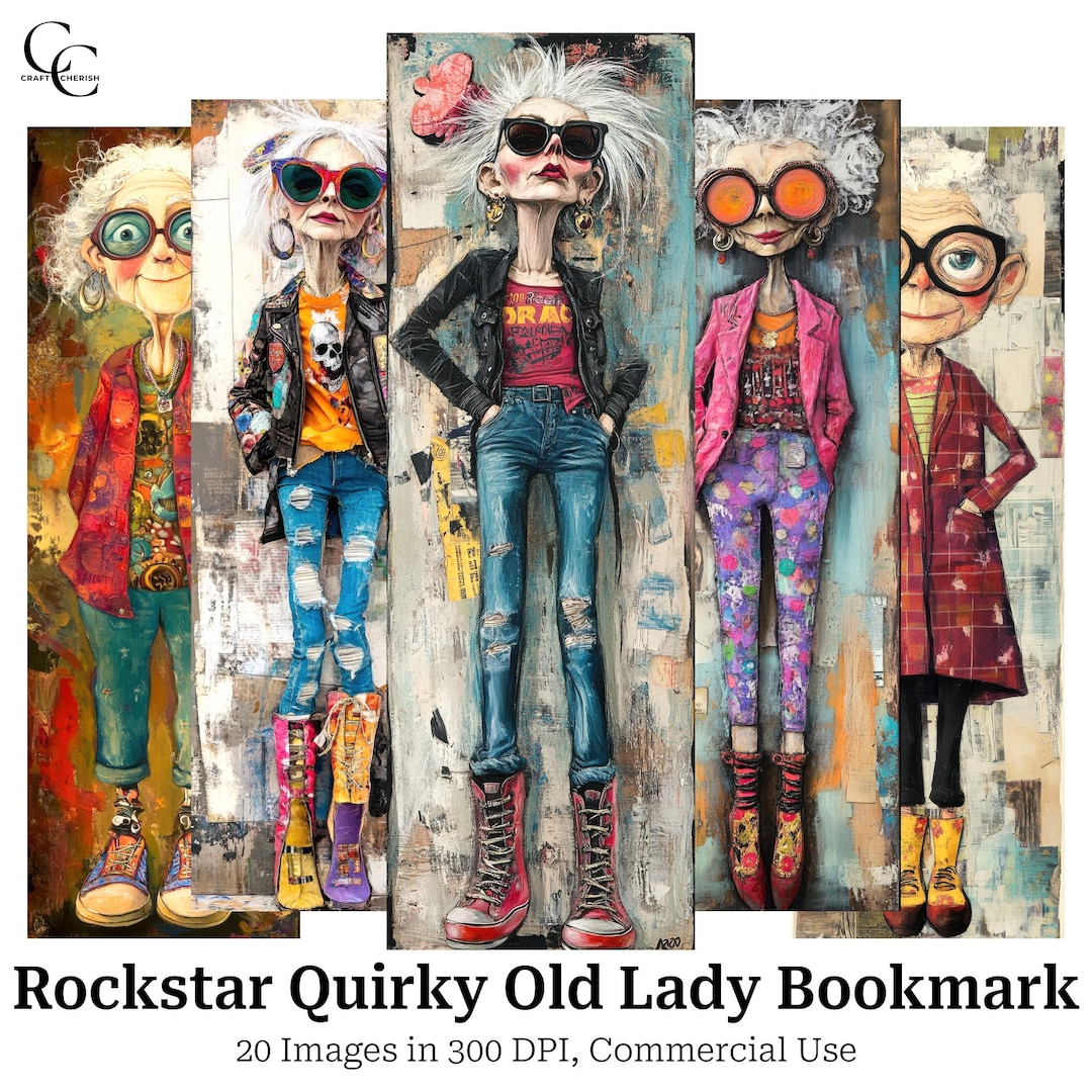 Quirky Old Lady Bookmarks: Funny Grandma Vintage Style Images (digital ...