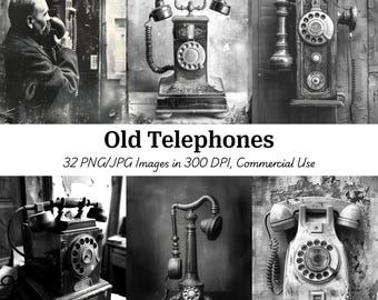 Vintage Telephone Images: Antique Phone Graphics for Junk Journals & Papercraft (Digital Download)