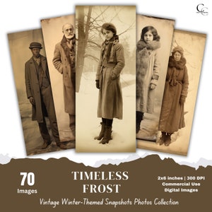 70 imágenes imprimibles de moda invernal vintage, imágenes en blanco y negro, manualidades de papel, diarios basura, álbumes de recortes, descargas digitales, alta calidad