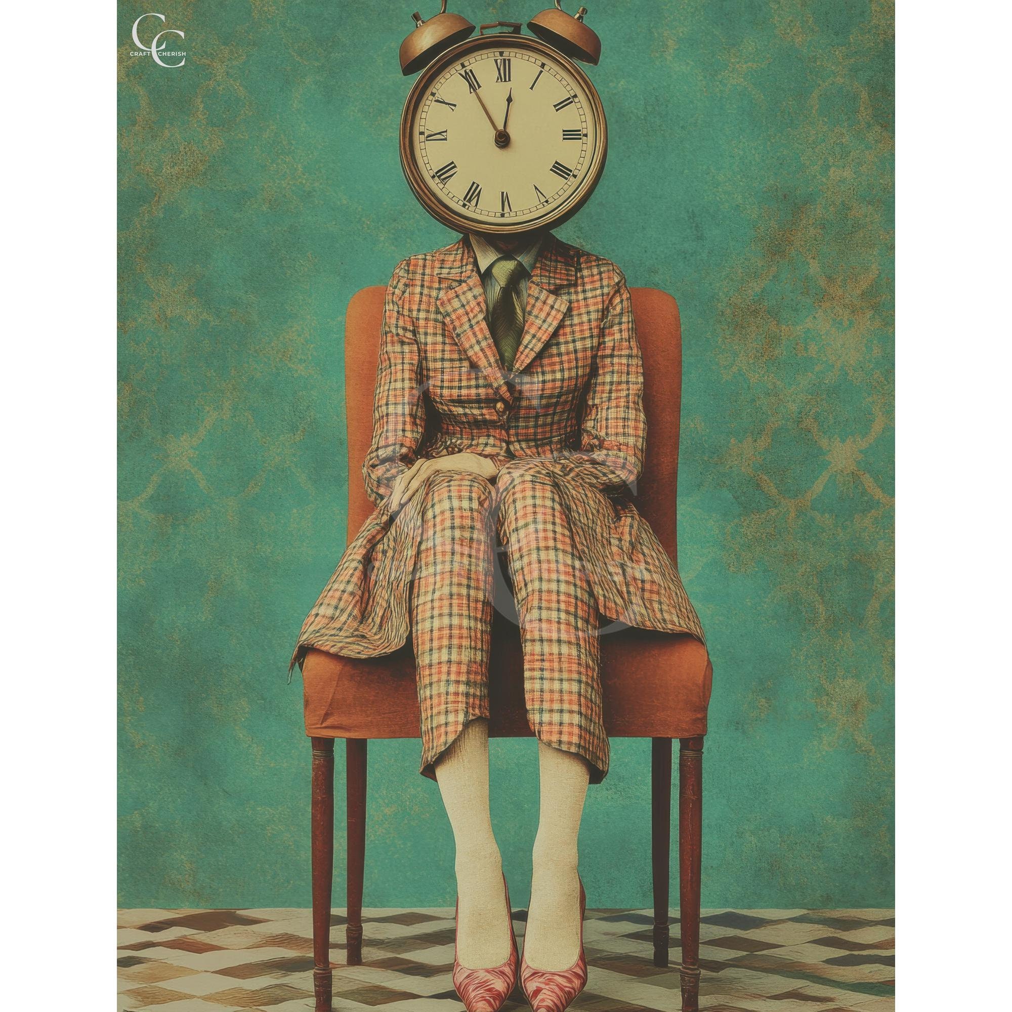 Clock Face Woman Printable Images: Whimsical Head Girl for Junk ...