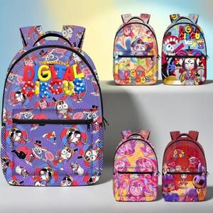 Sac à dos scolaire grande capacité imprimé avec le dessin animé Anime The Amazing Digital Circus - Cadeau d'anniversaire pour étudiant