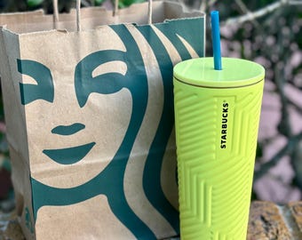 Starbucks Lemon Lime Geometric Cold Cup Tumbler With Lid & Straw 2024