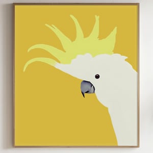 Sulfur-crested Cockatoo Parrot Print INSTANT DOWNLOAD Bright Bird Print Parrot Decor Australian Wildlife Bird Wall Art