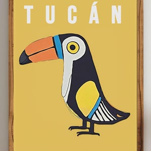 Tukan Druck Tropischer Vogel Poster Tukan Wand Kunst Druckbares Vintage Tukan Poster SOFORTIGER DOWNLOAD Bonus Version Spanisch TUCÁN Zeichnung