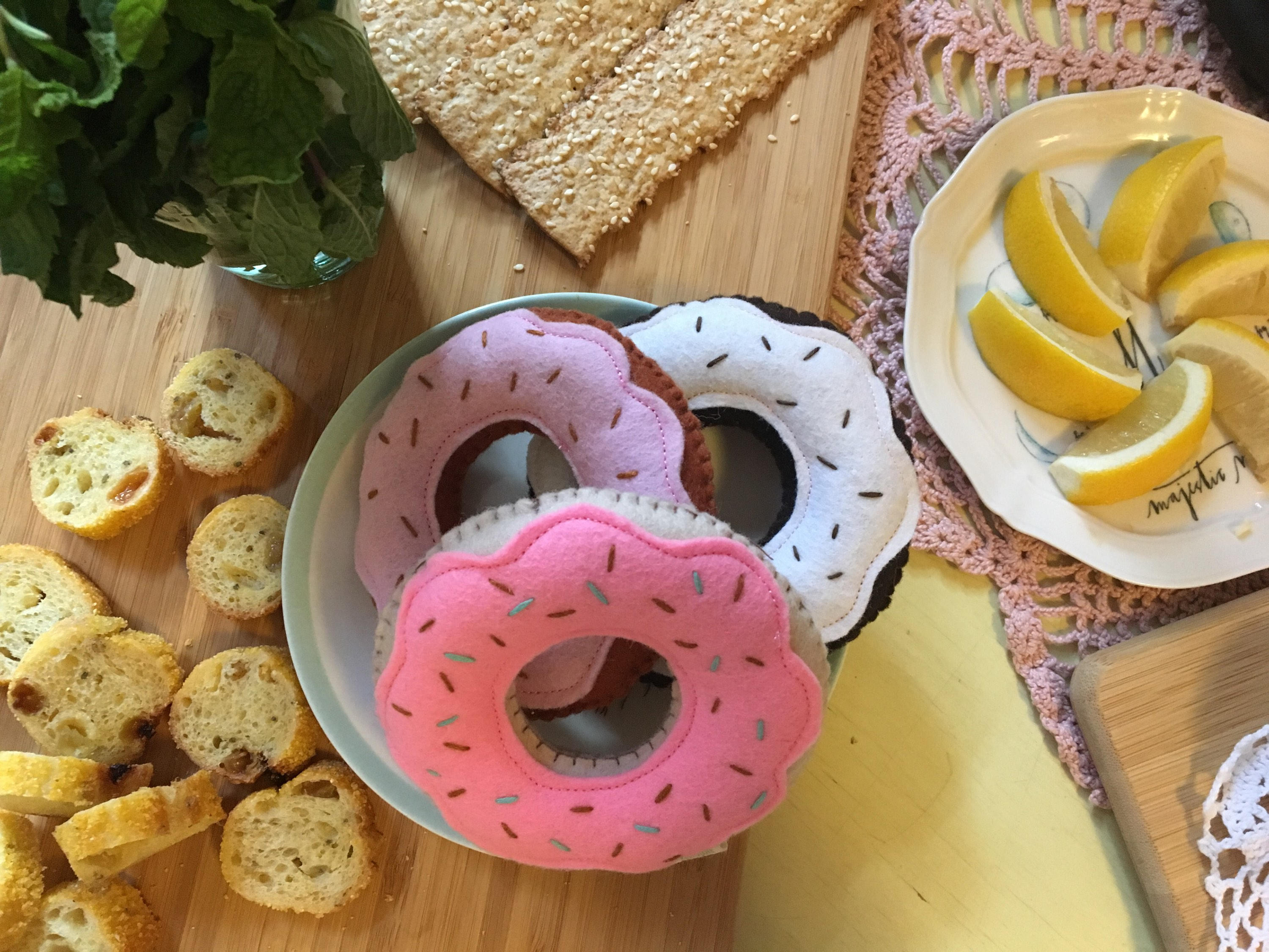 Felt Stuffed Donuts Set Of 3 Felt Donuts Play Food Felt Etsy