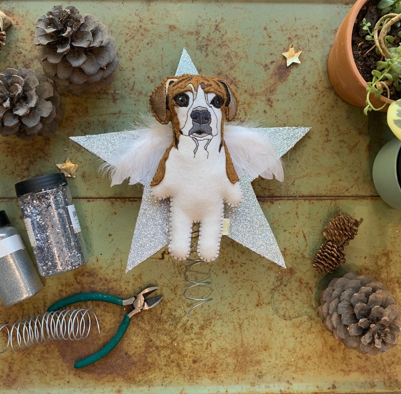 Custom Felt Dog Tree Topper Dog Angel Tree Topper Tree Etsy