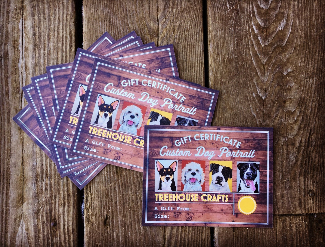 Custom Dog Portrait Gift Certificate Custom Dog Painting Gift Etsy
