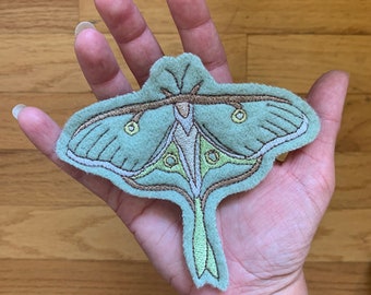 Moth Patch, Embroidered Wool Luna Moth Patch, Luna Moth Patch, Sew On Patch, Embroidered Patch