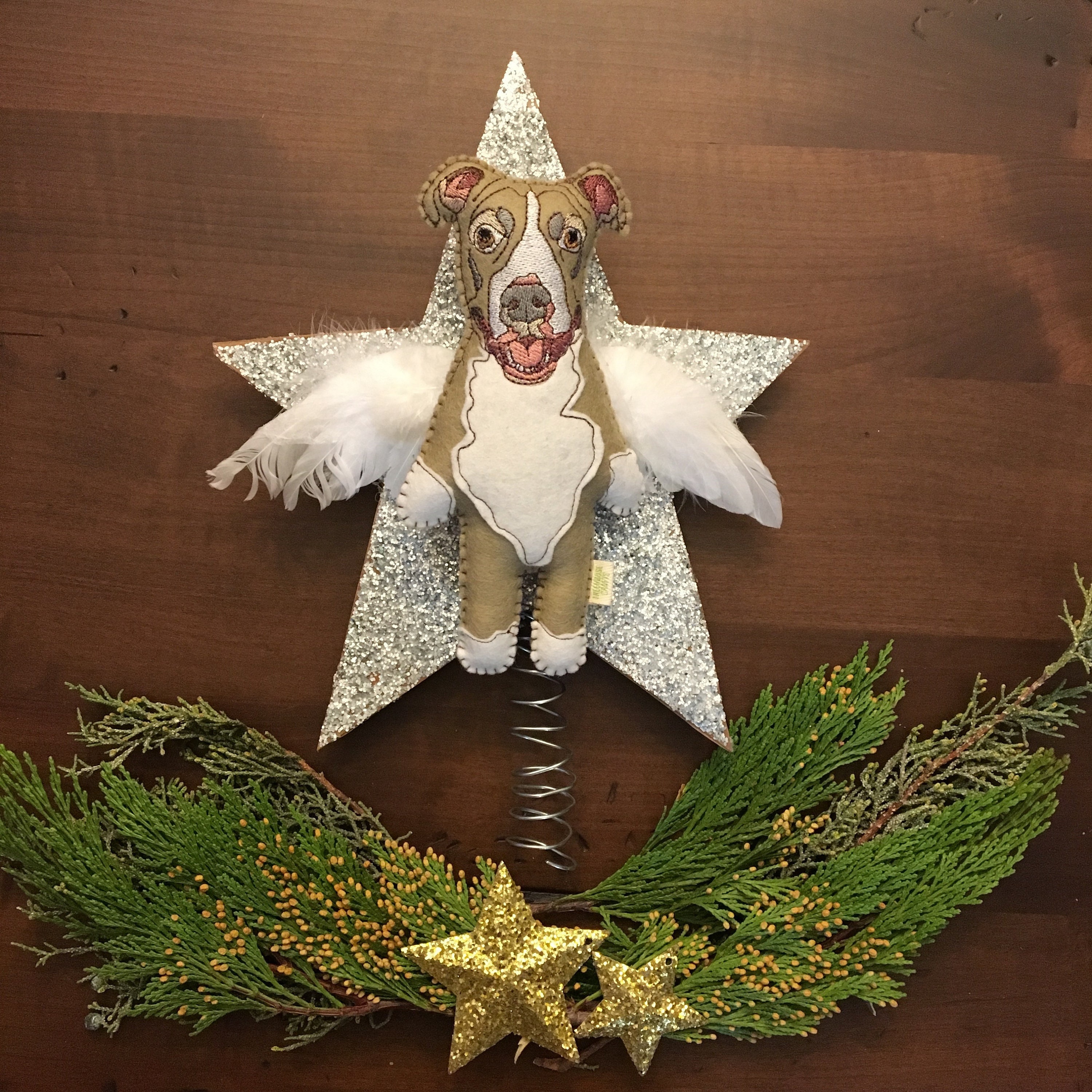 Custom Felt Dog Tree Topper Dog Angel Tree Topper Tree Etsy