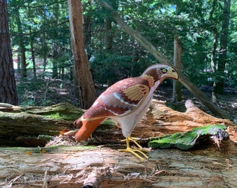 Embroidered Red Tailed Hawk, Bird Sculpture, Felt Hawk, Hawk Sculpture, Gift for Bird Lover, Bird of Prey, Bird Embroidery