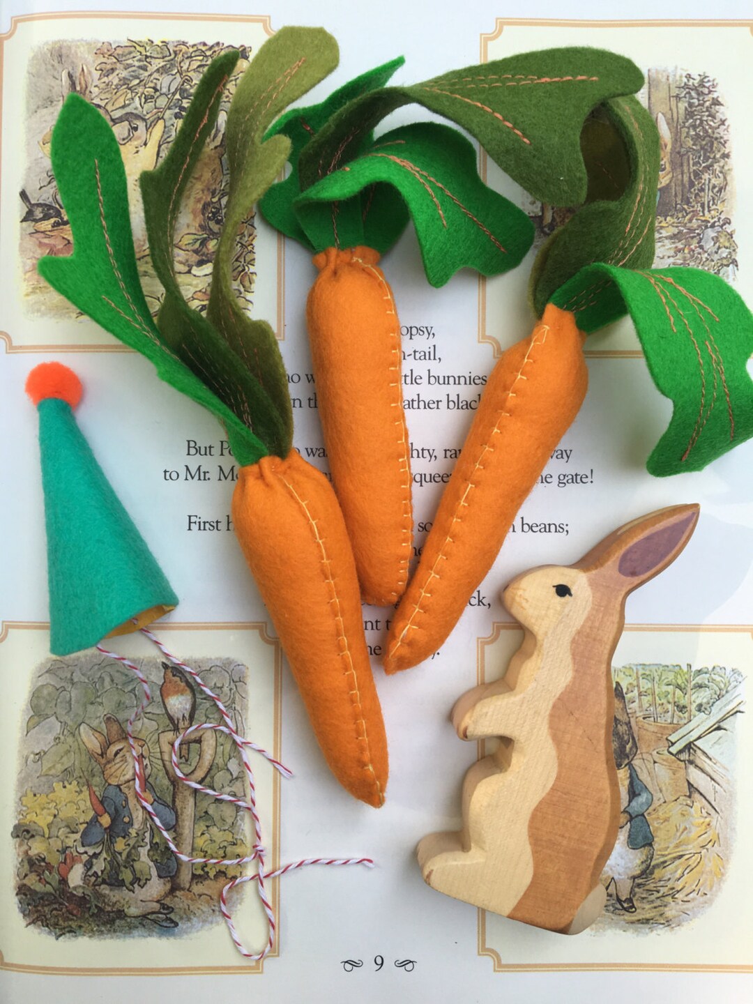 Felt Stuffed Carrots Bunch of 3, 100 Wool Felt Stuffed Carrots, Felt