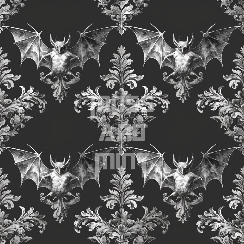 Gothic Bats Victorian Damask Digital Paper - Etsy