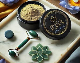 Organic Blue Lotus Face Mask Powder & Jade Gua Sha – Anti-Aging Revitalizing Skincare Set