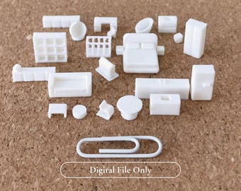 Paquete de archivos STL de muebles para casa de muñecas a escala 1:144, juego completo de miniaturas para todas las habitaciones, archivos para impresión 3D.