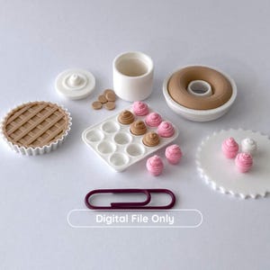 Juego de moldes para hornear STL 1:12 (10 piezas) - Miniaturas para casa de muñecas, archivos para impresión 3D - Galletas, cupcakes, pasteles