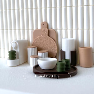 STL 1:12 Kitchen Accessories - Bundle 12 - Dollhouse Miniatures, STL files for 3D printing - Digital File