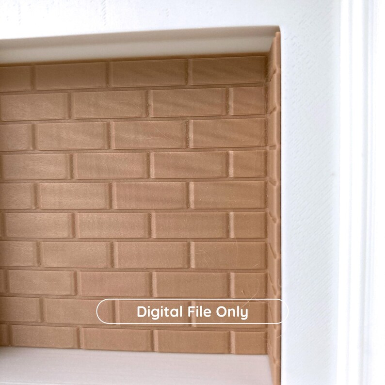 Puede incluir: Primer plano de una pared de ladrillos de color marr&oacute;n claro con un marco blanco. Los ladrillos son rectangulares y tienen una superficie texturizada. El texto "Digital File Only" se muestra en la parte inferior de la imagen.