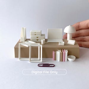 STL 1:12 Bundle Desk Accessories - Dollhouse Miniatures, file STL per la stampa 3D - Digital File