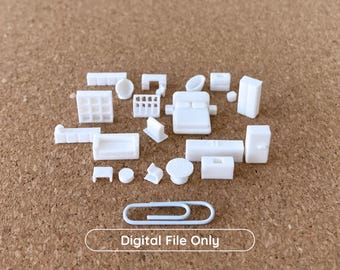 STL 1:144 Bundle Mini Furniture - All rooms designs - Dollhouse Miniatures - files for 3D printing