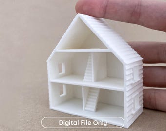 STL 1/144 Mini Dollhouse - With Stairs and Real Steps or Without - Miniature Furniture, STL Files for 3D Printing - Dollhouse and Diorama