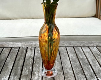 Golden hand blown vase 10”