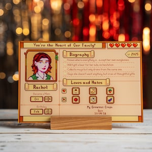 Personalisierte Stardew Valley Acryltafel, Stardew Valley Profil, Muttertagsgeschenk, Geschenk für sie, Geschenke für Mutter, Acryltafel Geschenk.