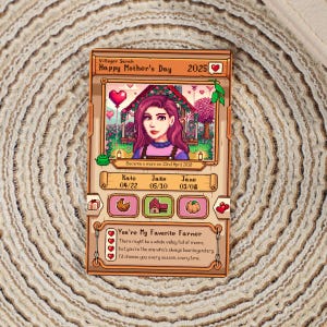 Carte personnalisée Stardew Valley pour la fête des Mères - Cadeau personnalisé pour maman - Cadeaux pour la fête des Mères - Cadeau pour la fête des Mères - Carte Stardew personnalisée - Cadeaux pour maman
