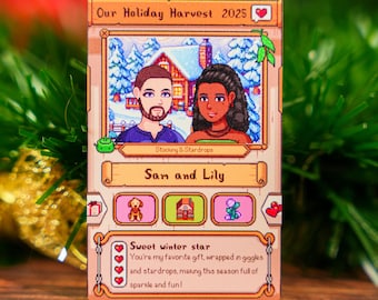 Custom  Christmas Stardew Valley Metal Card - Personalized Gamer Gift- Christmas gift for Stardew valley fans- Christmas gift for Couples.