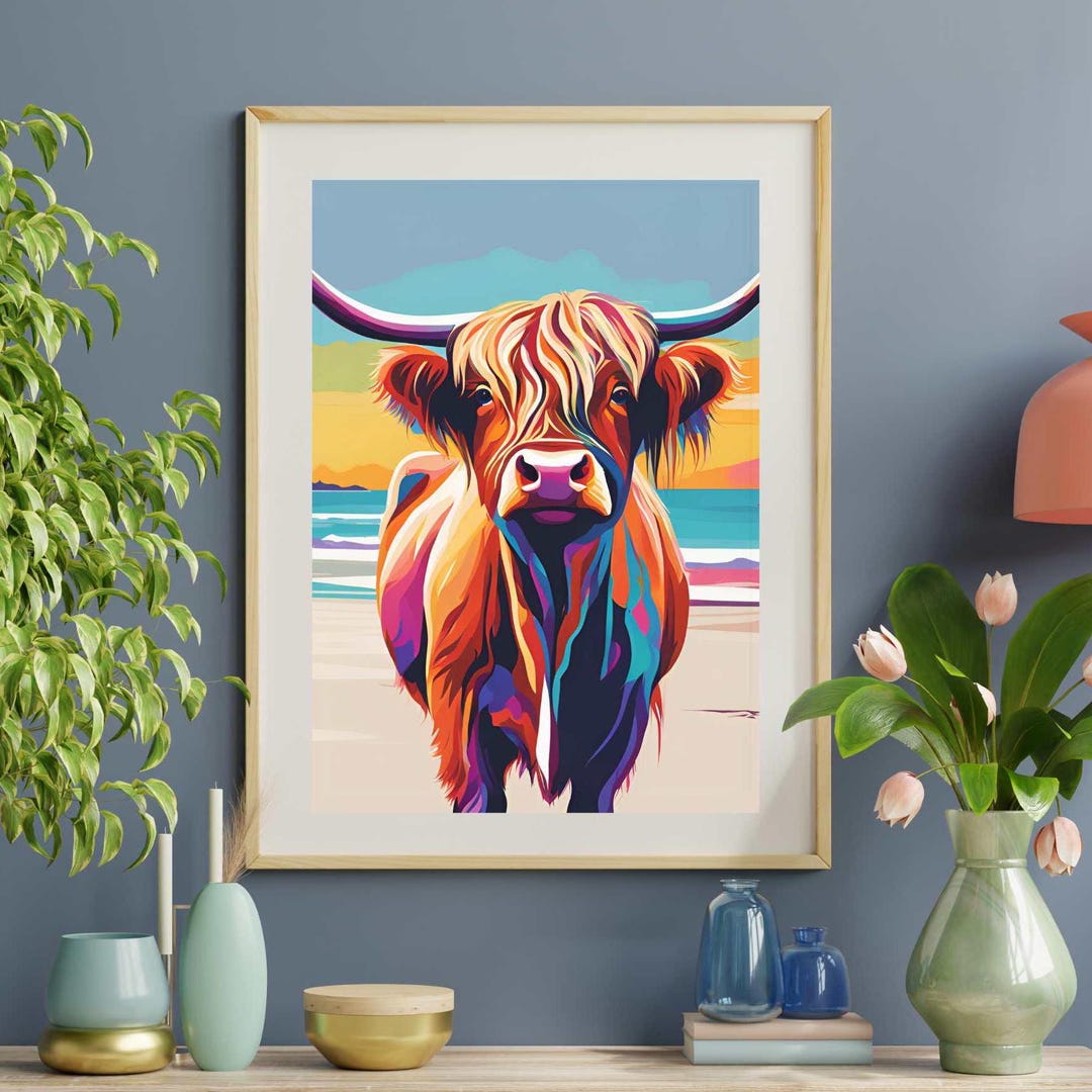Printable Highland Cow Picture Abstract Highlandcow Wall Art Printable ...