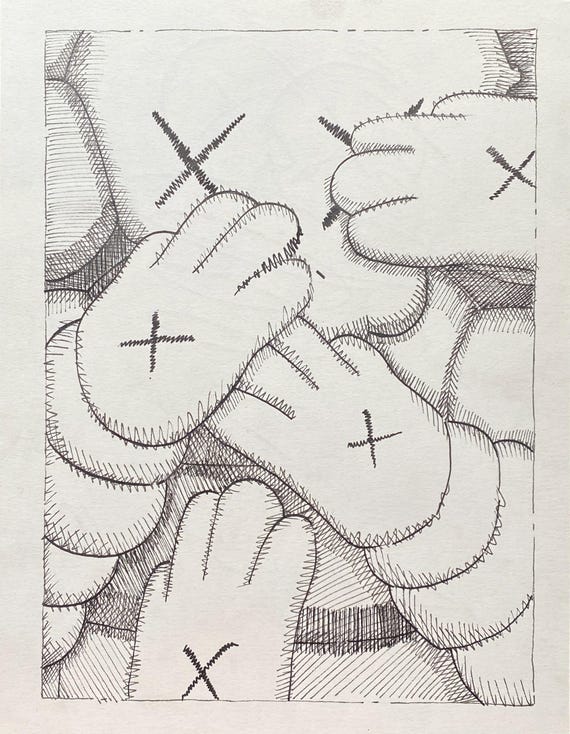 KAWS Drawing on Paper - Etsy