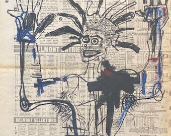 Jean-Michel Basquiat Drawing Newspaper