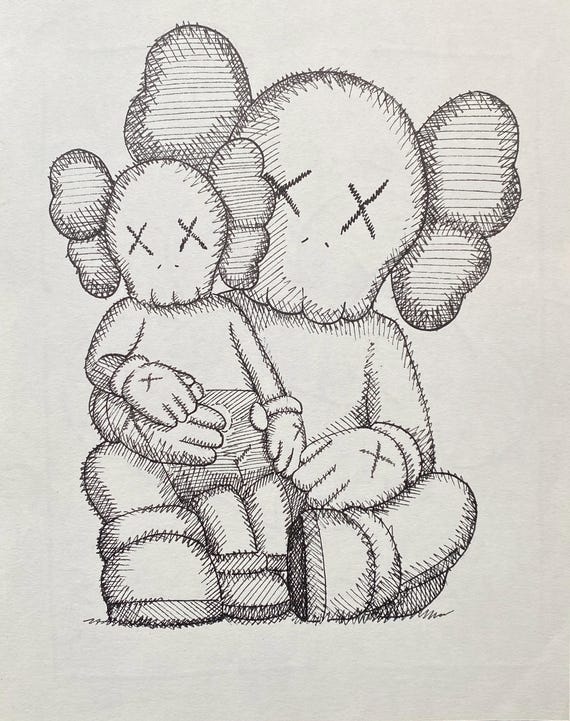 カウズ 2012年 サイン スケッチアート 額装 Kaws sketch KAWS Drawing on Paper - Etsy