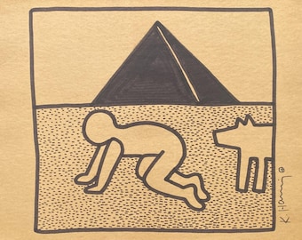 Keith Haring Mischtechnik auf Papier