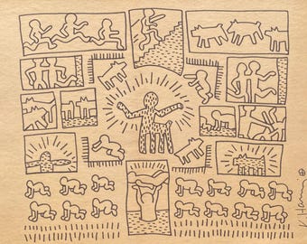 Keith Haring Mischtechnik auf Papier