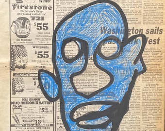 Jean-Michel Basquiat Drawing Newspaper