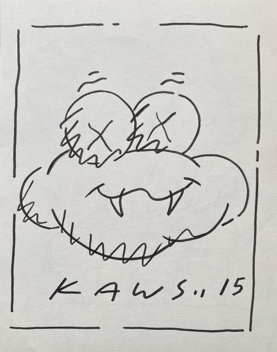 KAWS Drawing on Paper - Etsy