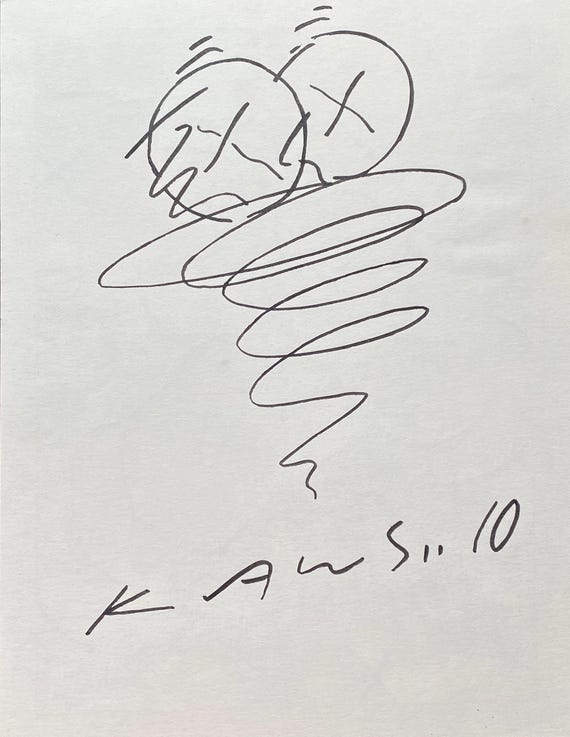 KAWS Drawing on Paper - Etsy