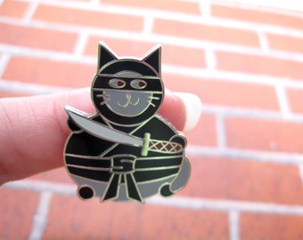 Ninja cat enamel pin, Dangerous cat, Sneaky cat, Cute cat accessory, Cat lapel pin, Animal lapel pin, Kawaii cat pin, Cat lover gift