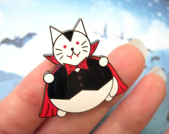 Vampire cat enamel pin, Cute vampire cat, Halloween accessory, Halloween lover gift, Halloween cat lapel pin, For cat lovers, Spooky pin