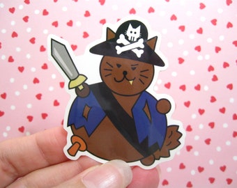 Pirate cat vinyl sticker, Dangerous cat, Funny cat gift, Cute cat decor, Cat lover gift