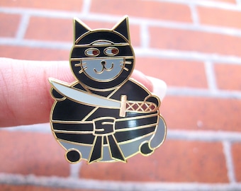 Ninja cat enamel pin, Dangerous cat, Sneaky cat, Cute cat accessory, Cat lapel pin, Animal lapel pin, Kawaii cat pin, Cat lover gift