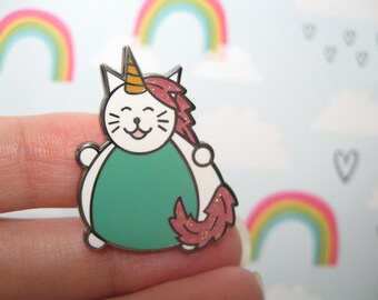 Unicorn-cat enamel pin, Cute unicorn accessory, Unicorn lapel pin, Kawaii unicorn cat pin, Cat lover gift, Unicorn lover gift