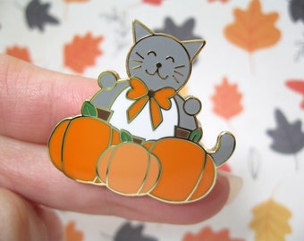 Halloween pumpkin cat, Cat enamel pin, Pumpkin patch, Fall accessory, Halloween pin, Cute fall cat, Cat lapel pin, Halloween accessory