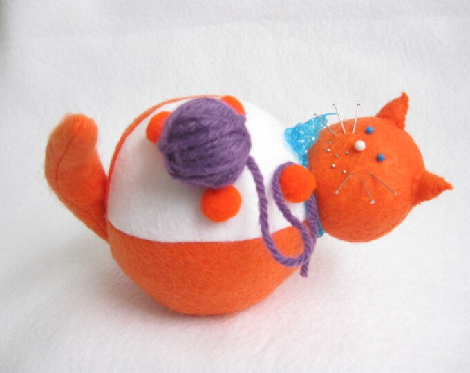 Orange and White Cat Cat Pincushion Ginger Cat Cat With Etsy