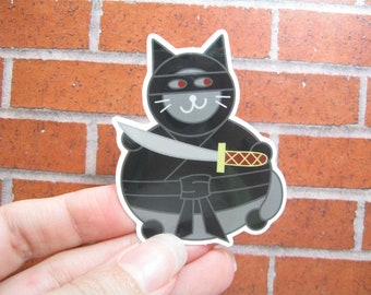 Ninja cat vinyl sticker, Dangerous cat, Funny cat gift, Cute cat decor, Cat lover gift