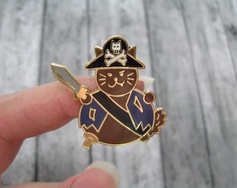 Pirate cat enamel pin, Dangerous cat, Pirate lover gift, Cute cat accessory, Cat lapel pin, Animal lapel pin, Kawaii cat pin, Cat lover gift