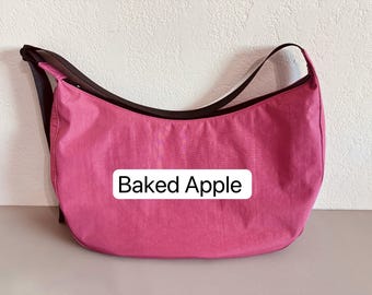 Handmade Water-Repellent Nylon Crescent Bag  Crossbody Size Large