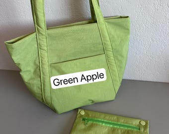 Handmade Water Repellent Nylon Cloud Tote Bag Minimalist Shoulder Hobo Purse Size Small