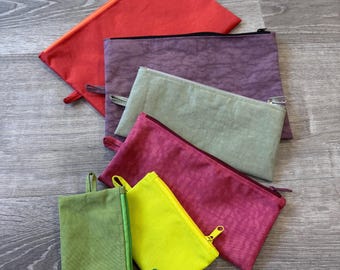 Handmade Water-Repellent Nylon Flat Pouch Set Solid Colored Set